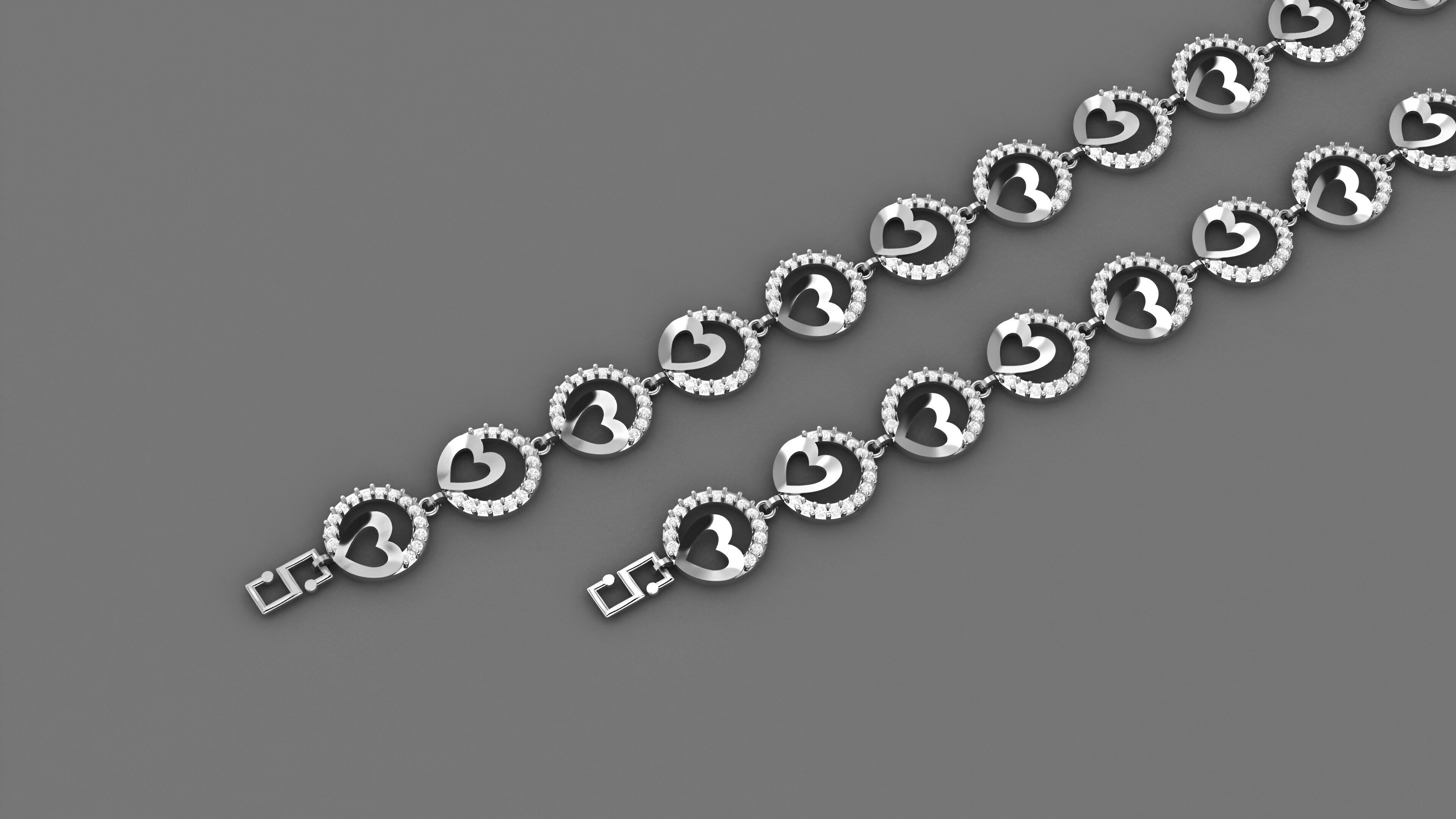 Heart Love Valentine Light Diamond Bracelet 3dm stl renders 3D print model_2