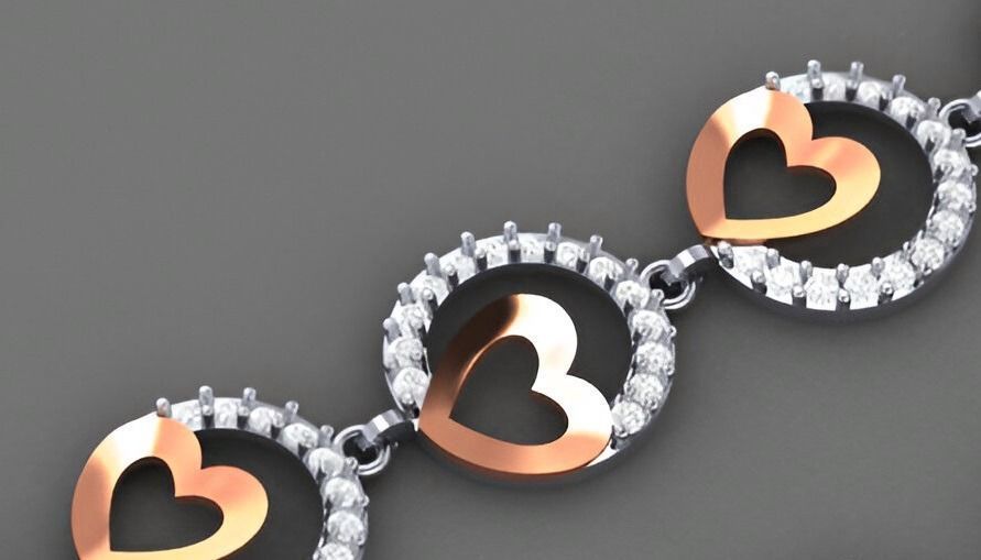 Heart Love Valentine Light Diamond Bracelet 3dm stl renders 3D print model_8