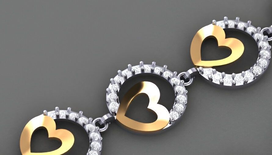 Heart Love Valentine Light Diamond Bracelet 3dm stl renders 3D print model_5