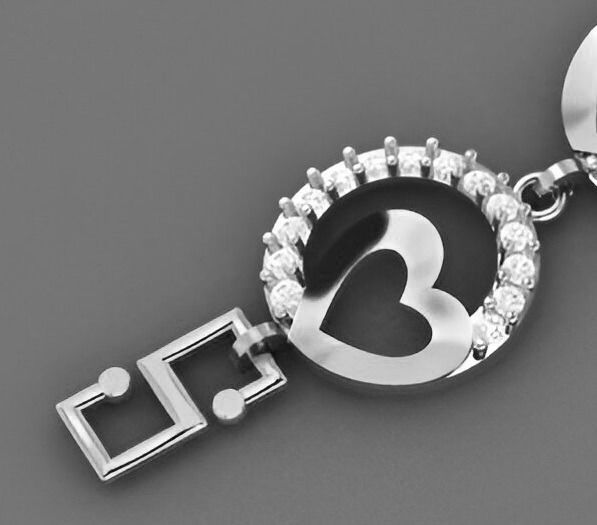 Heart Love Valentine Light Diamond Bracelet 3dm stl renders 3D print model_9