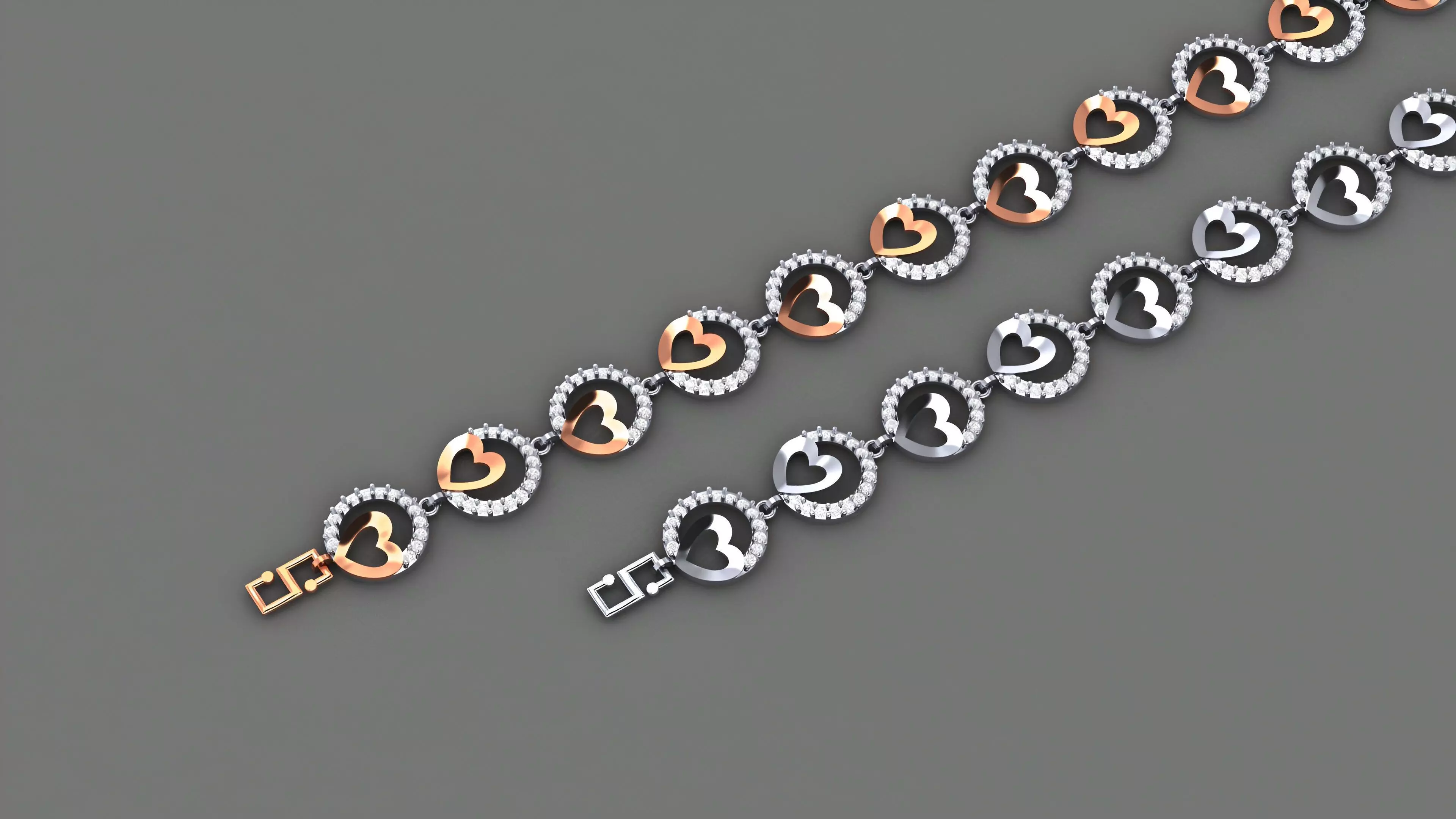 Heart Love Valentine Light Diamond Bracelet 3dm stl renders 3D print model_0