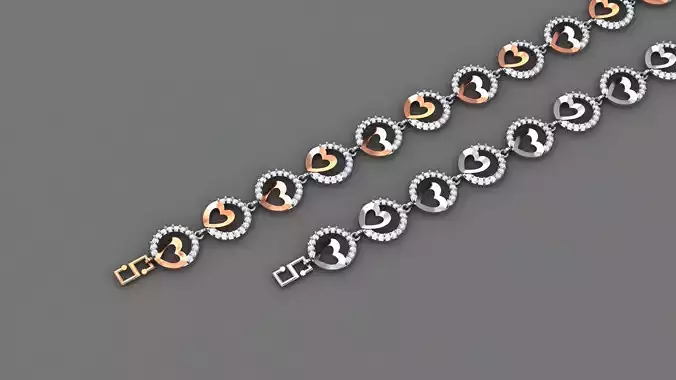Heart Love Valentine Light Diamond Bracelet 3dm stl renders 3D print model