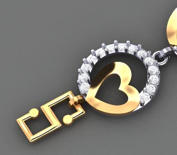 Heart Love Valentine Light Diamond Bracelet 3dm stl renders 3D print model_3