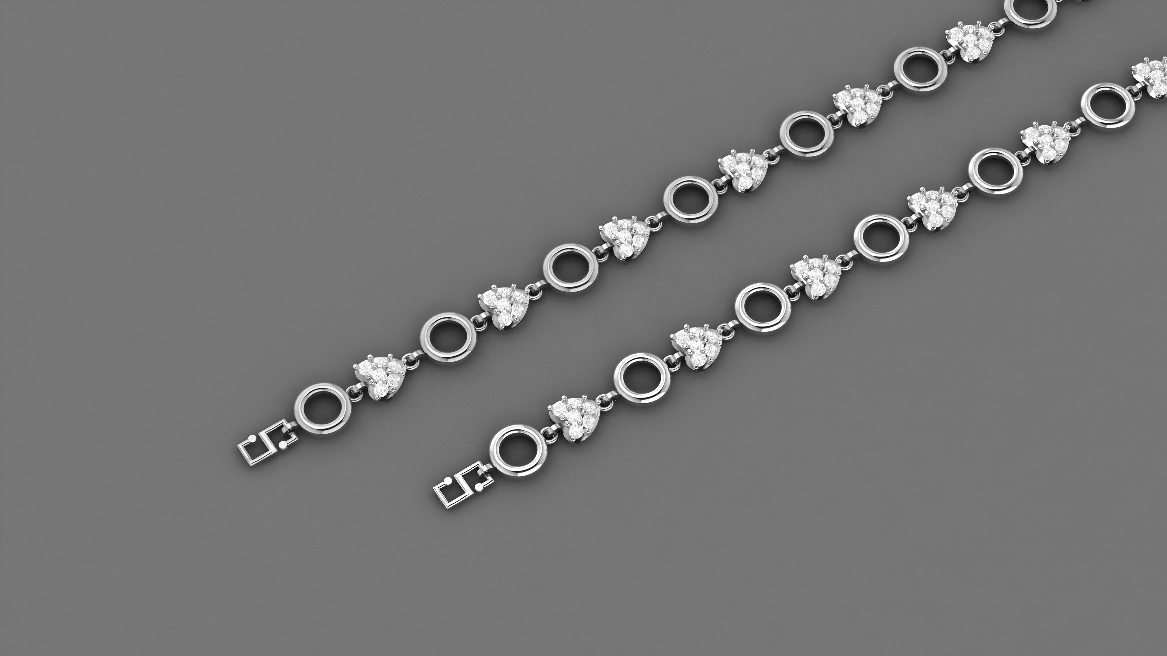 Heart Love Valentine Light Diamond Bracelet 3dm stl renders  3D print model_9