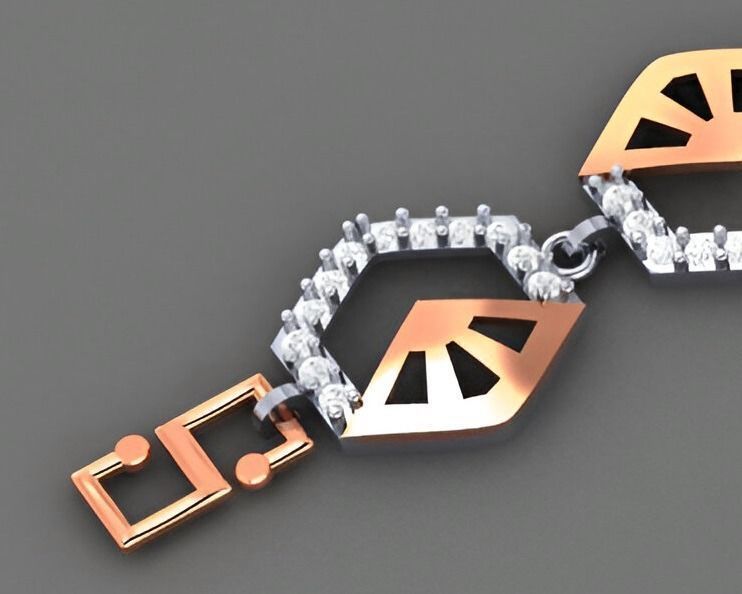Geometric Light Diamond Bracelet 3dm stl renders details 3D print model_6