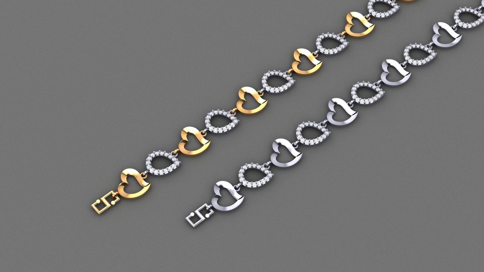Heart Love Valentine Light Diamond Bracelet 3dm stl renders  3D print model_4