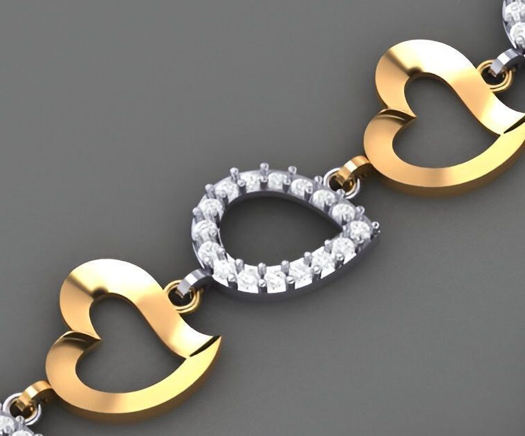 Heart Love Valentine Light Diamond Bracelet 3dm stl renders  3D print model_5