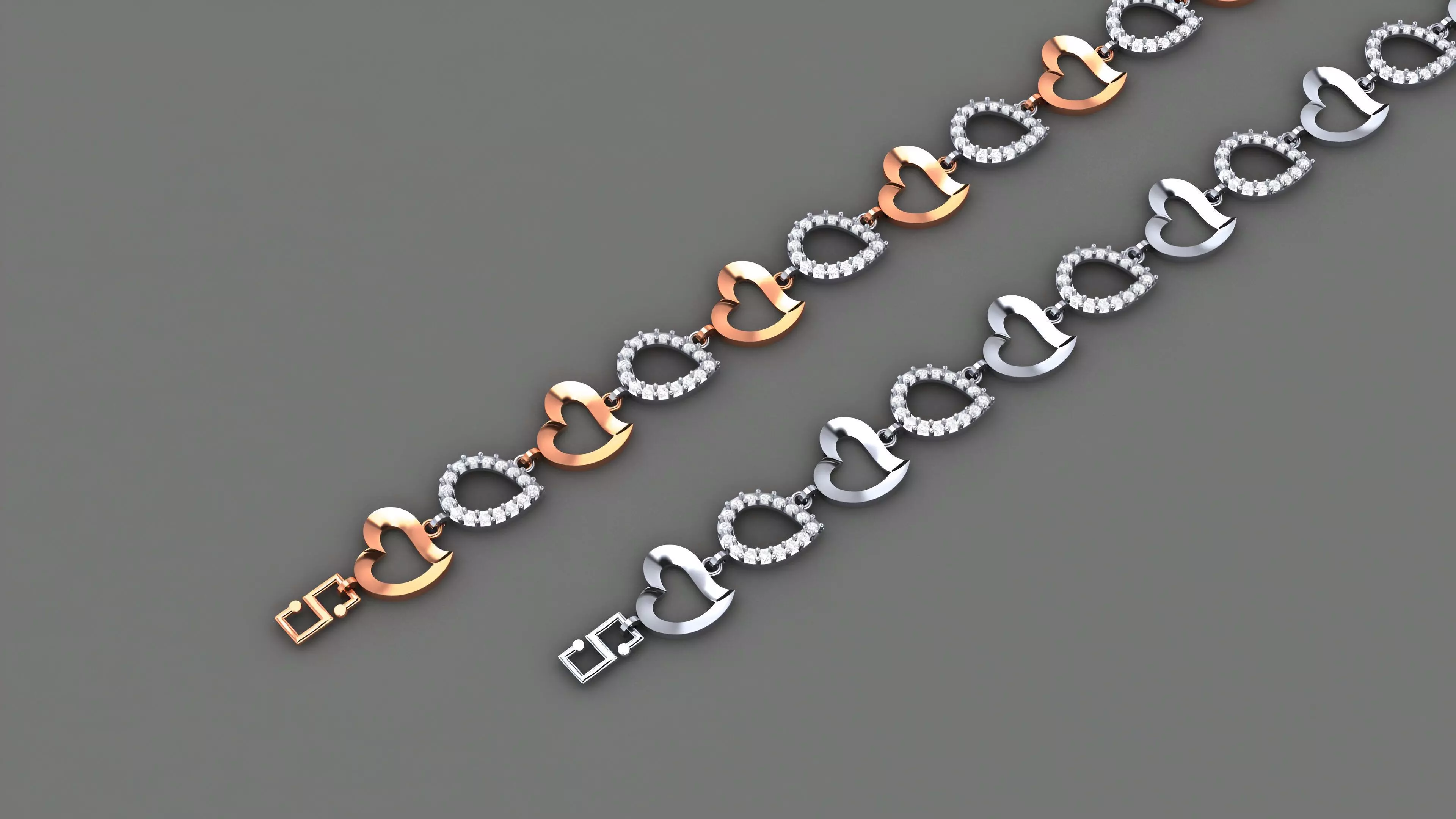 Heart Love Valentine Light Diamond Bracelet 3dm stl renders  3D print model_0