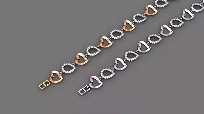 Heart Love Valentine Light Diamond Bracelet 3dm stl renders  3D print model