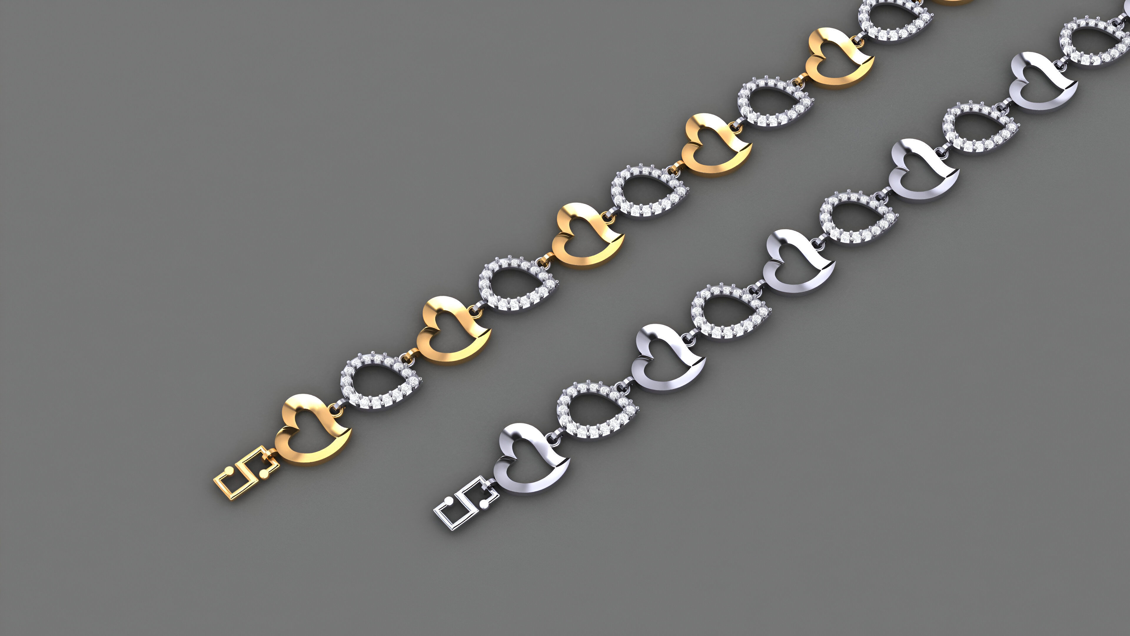 Heart Love Valentine Light Diamond Bracelet 3dm stl renders  3D print model_1