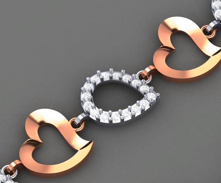Heart Love Valentine Light Diamond Bracelet 3dm stl renders  3D print model_8