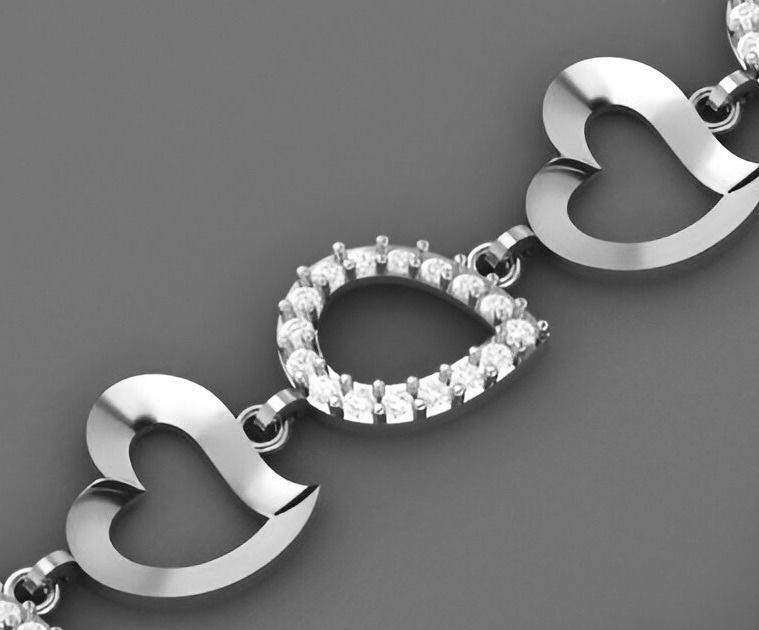 Heart Love Valentine Light Diamond Bracelet 3dm stl renders  3D print model_10