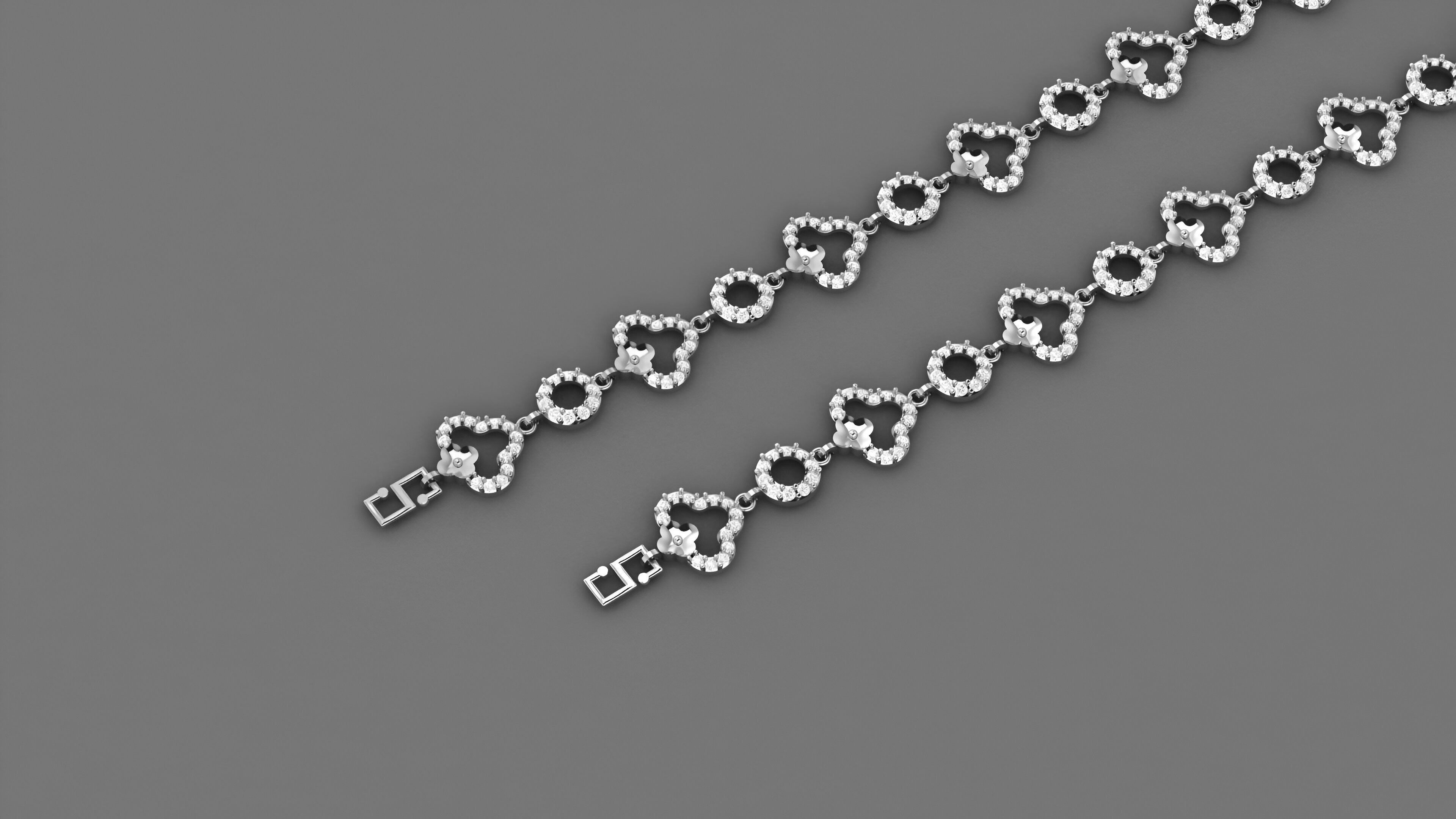 Flower Light Diamond Bracelet 3dm stl renders details 3D print model_1