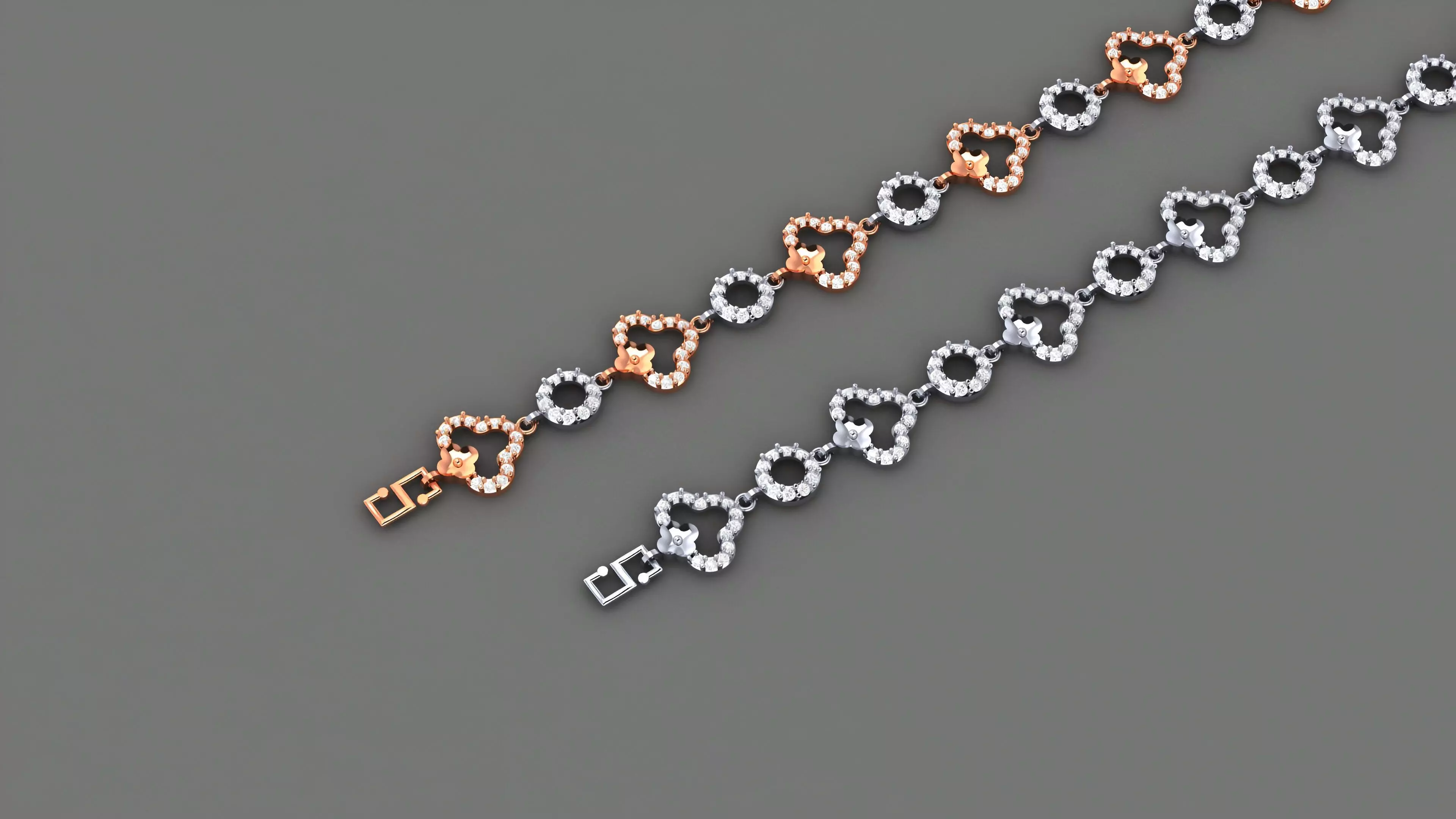 Flower Light Diamond Bracelet 3dm stl renders details 3D print model_0