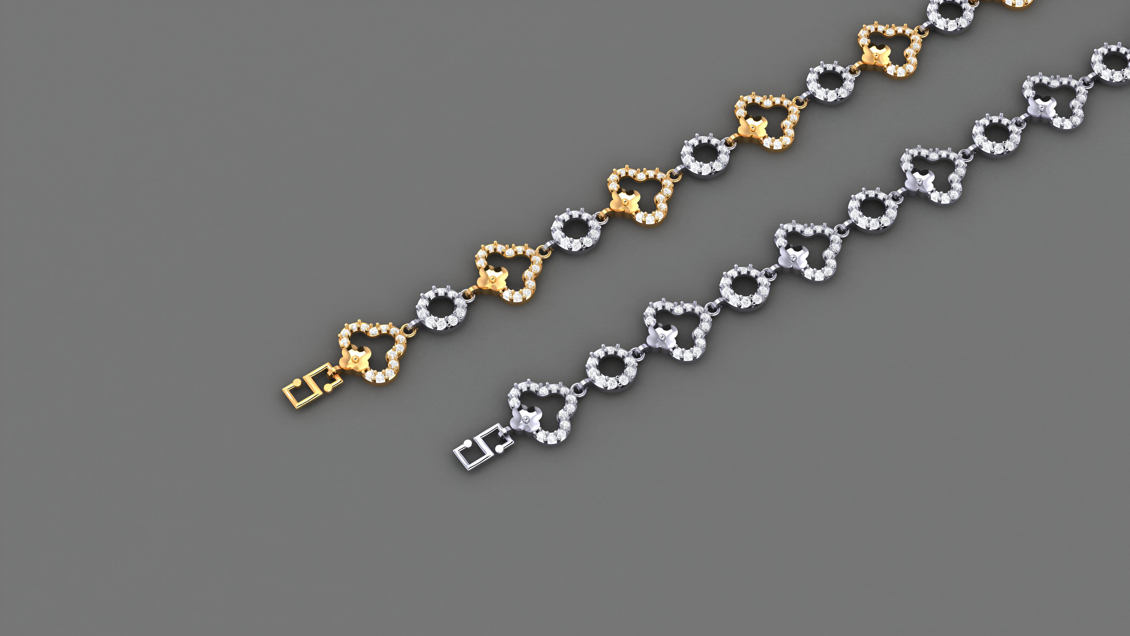 Flower Light Diamond Bracelet 3dm stl renders details 3D print model_2