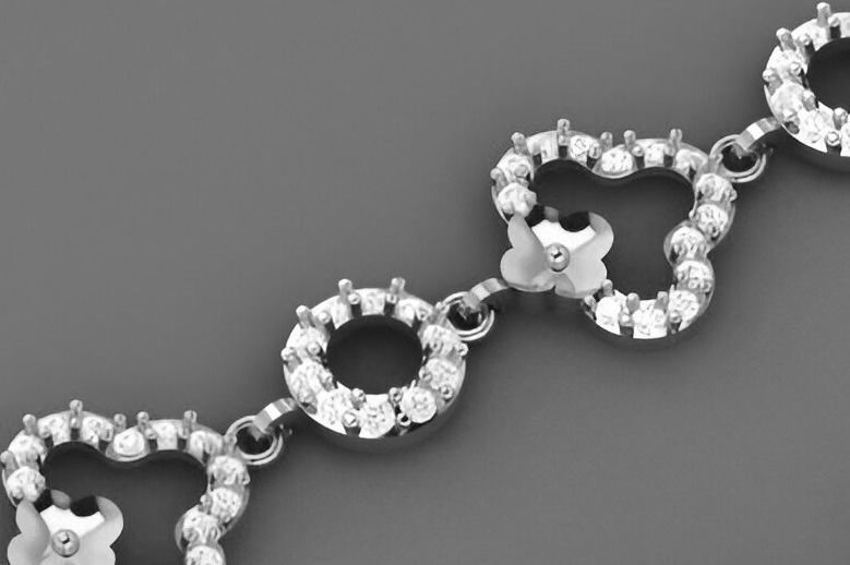 Flower Light Diamond Bracelet 3dm stl renders details 3D print model_10