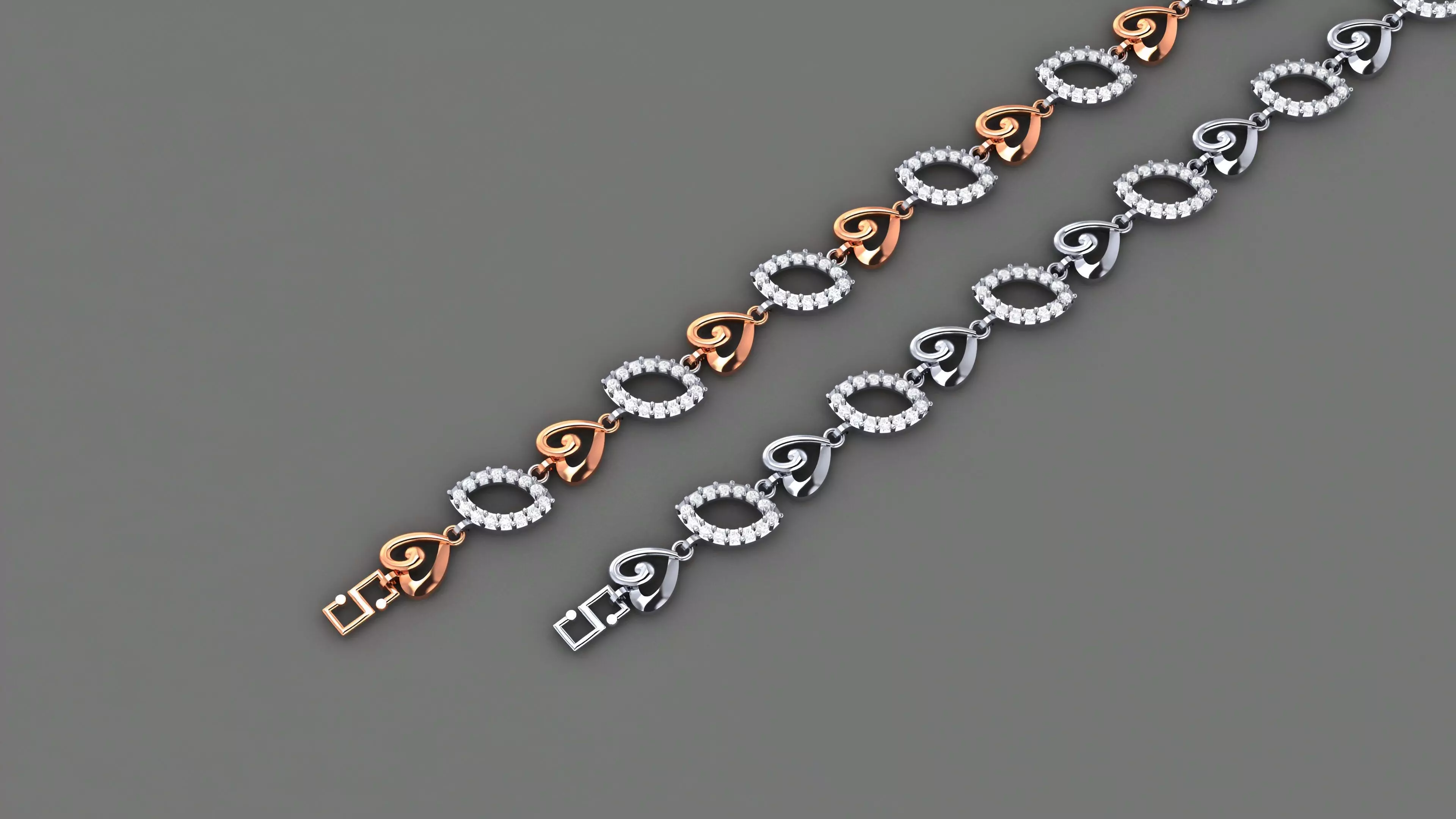 Heart Love Valentine Light Diamond Bracelet 3dm stl renders 3D print model_0