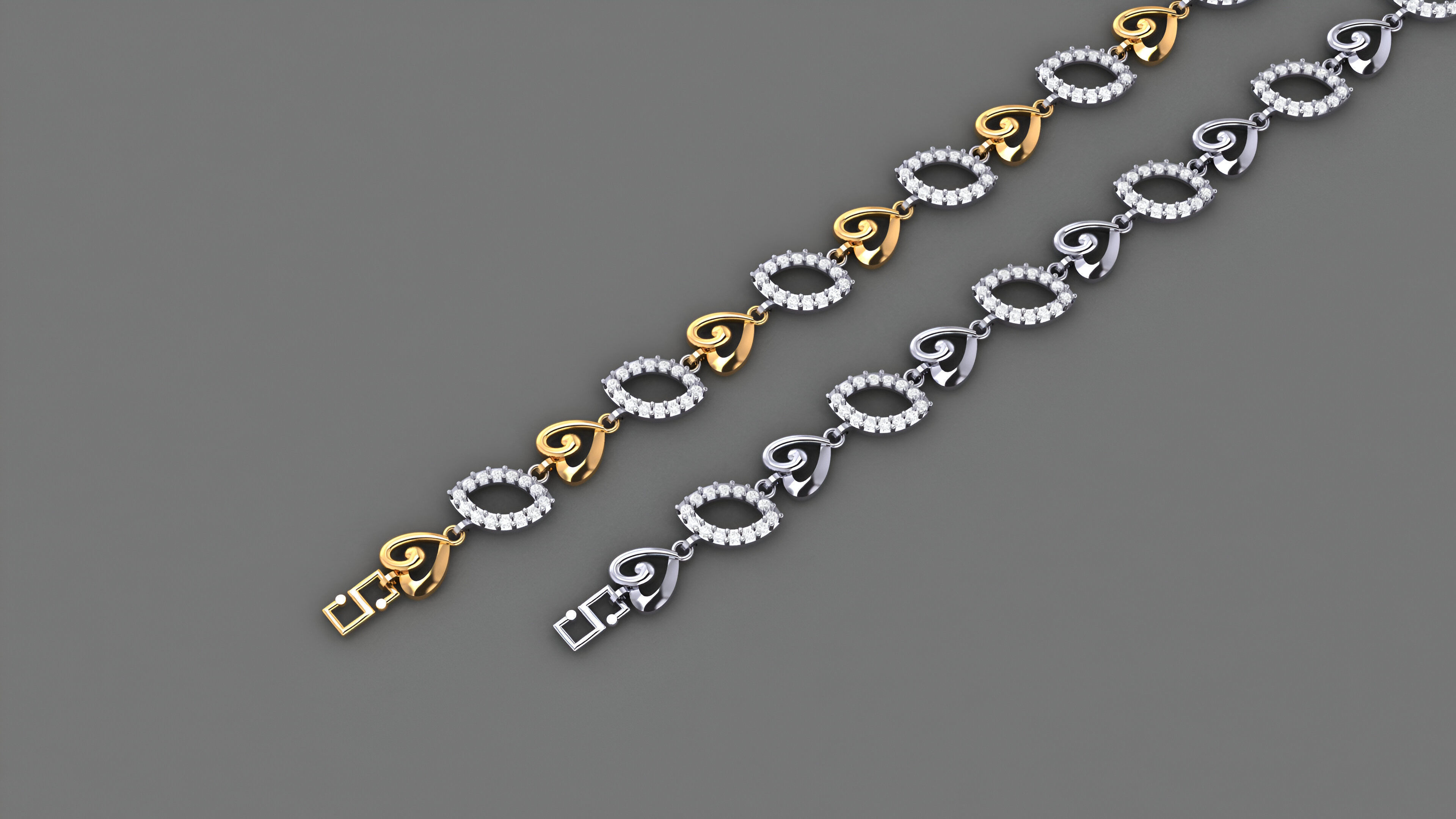 Heart Love Valentine Light Diamond Bracelet 3dm stl renders 3D print model_1