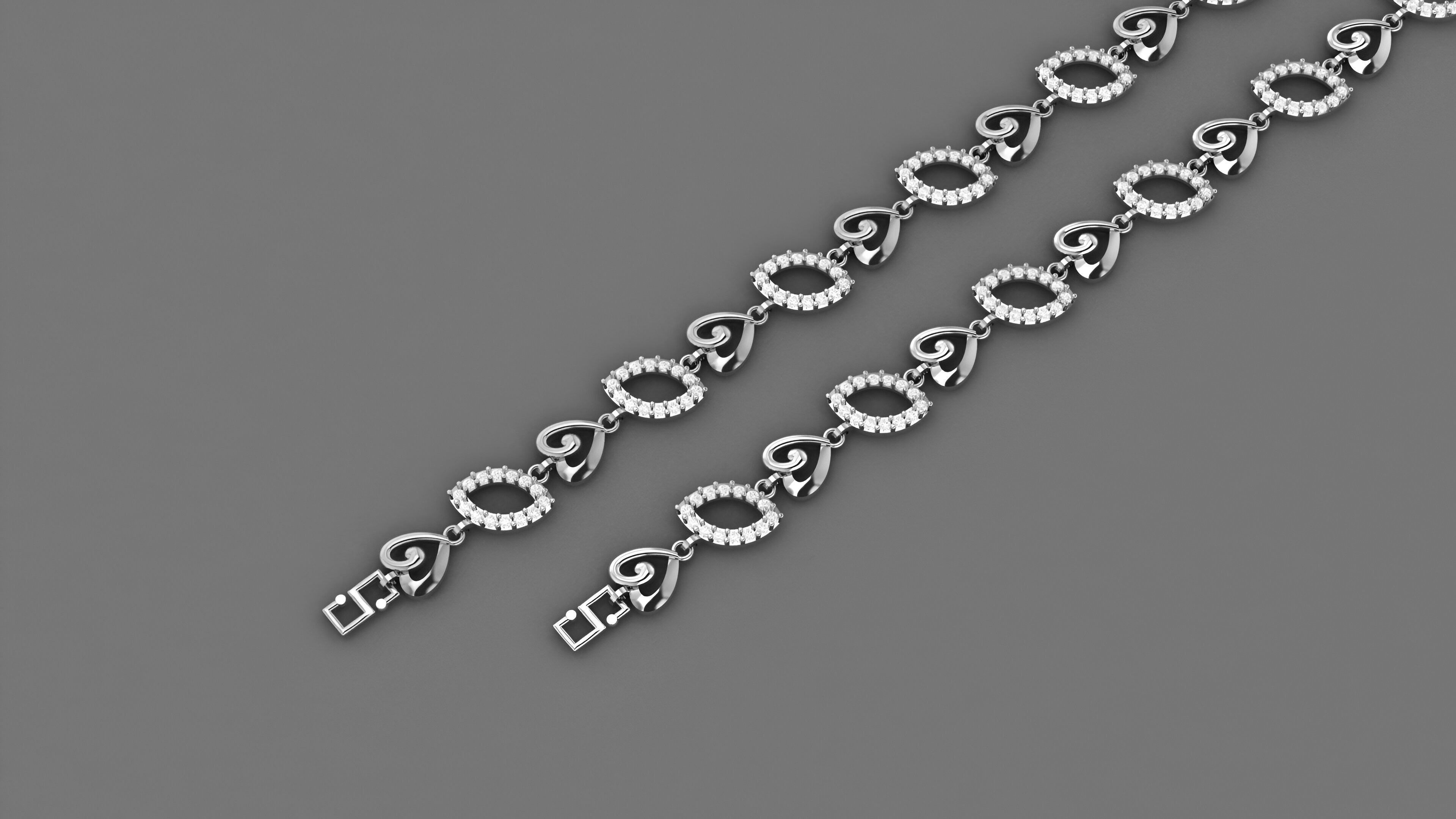 Heart Love Valentine Light Diamond Bracelet 3dm stl renders 3D print model_2
