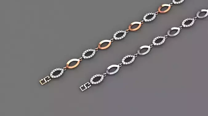 Pear Light Diamond Bracelet 3dm stl renders details
