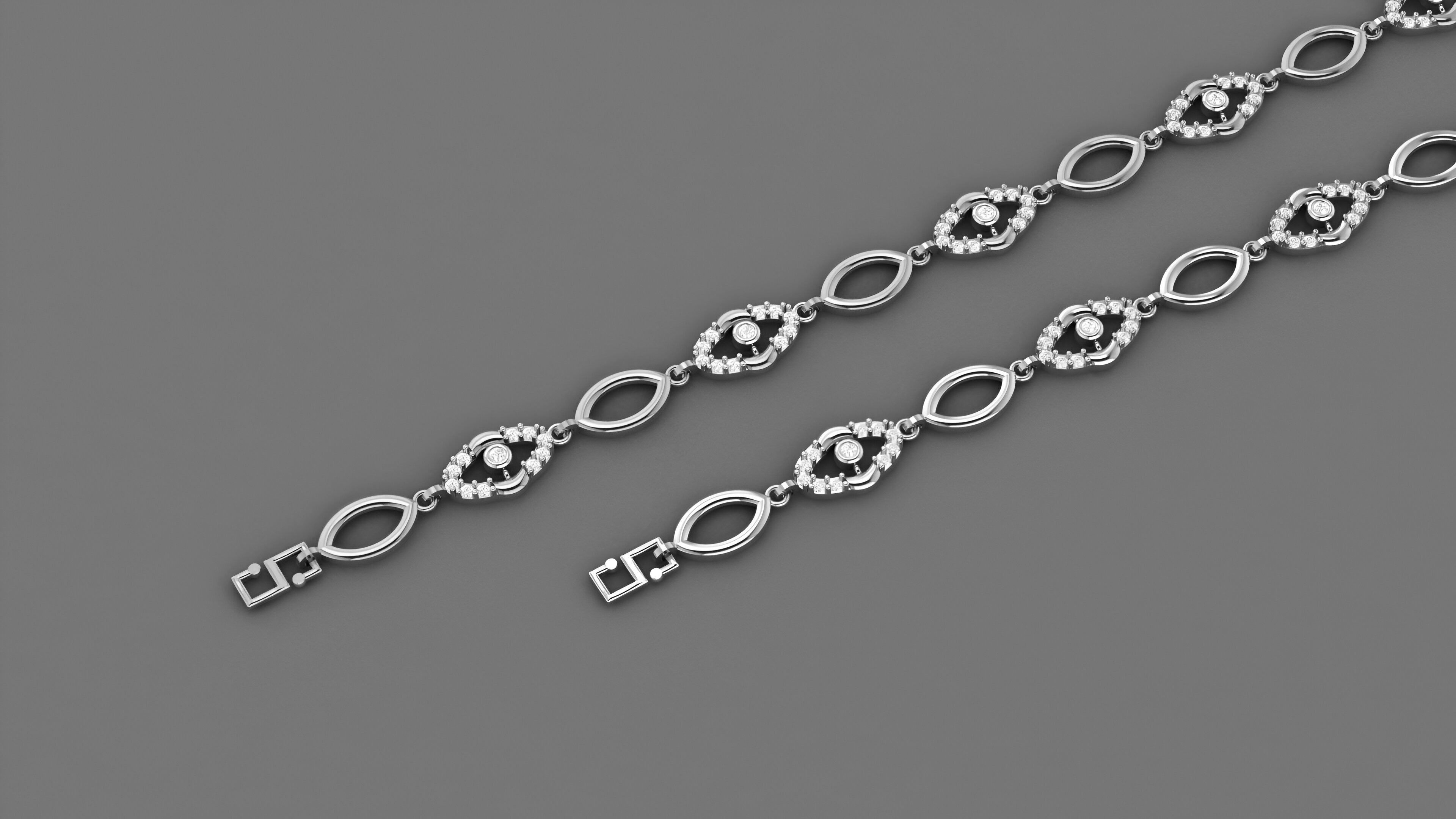 Evil Eye Light Diamond Bracelet 3dm stl renders details 3D print model_2