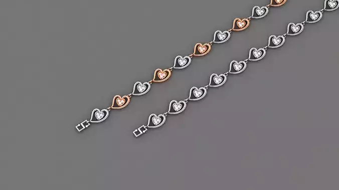 Heart Love Valentine Light Diamond Bracelet 3dm stl renders