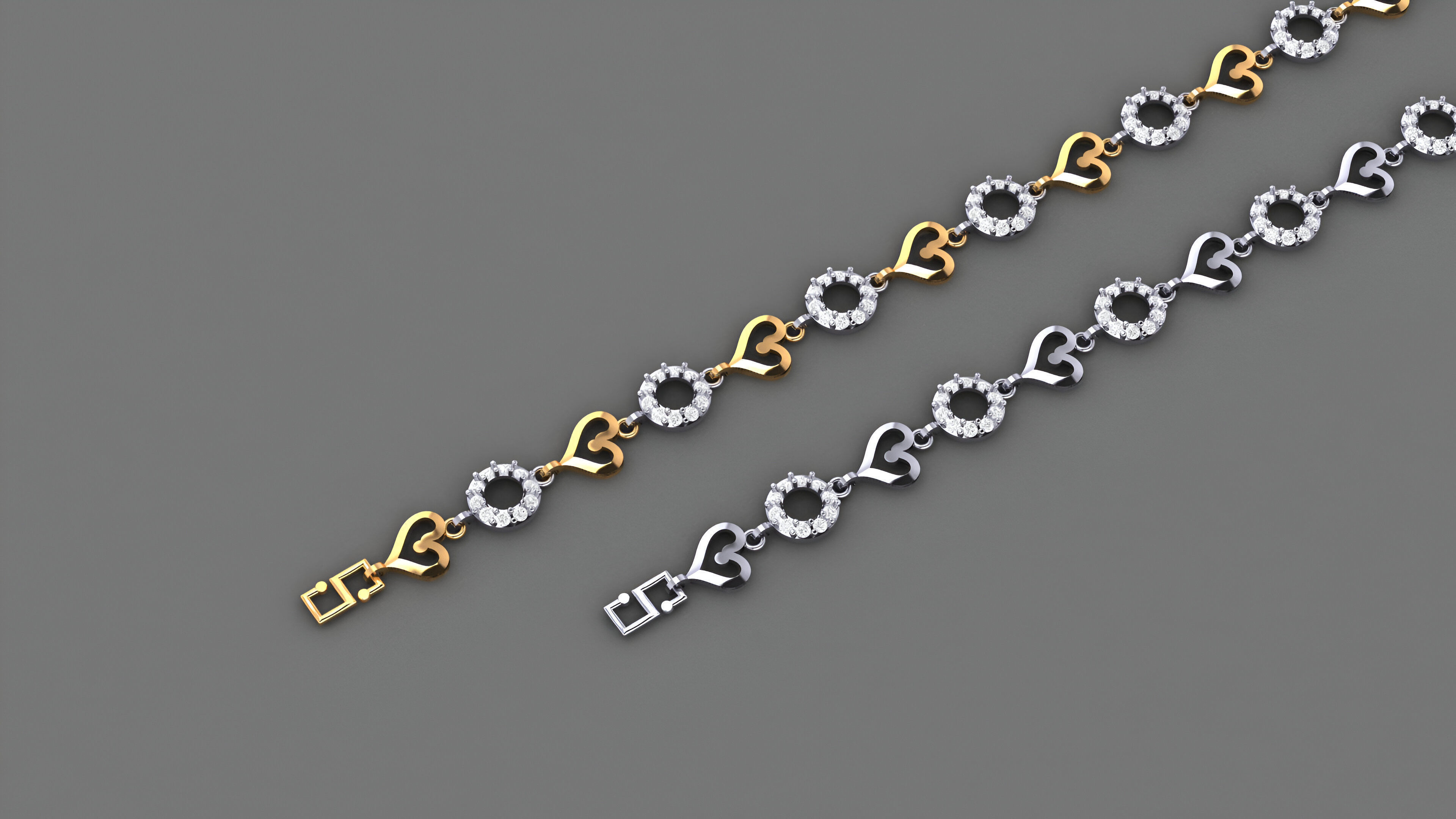 Heart Love Valentine Light Diamond Bracelet 3dm stl renders 3D print model_1