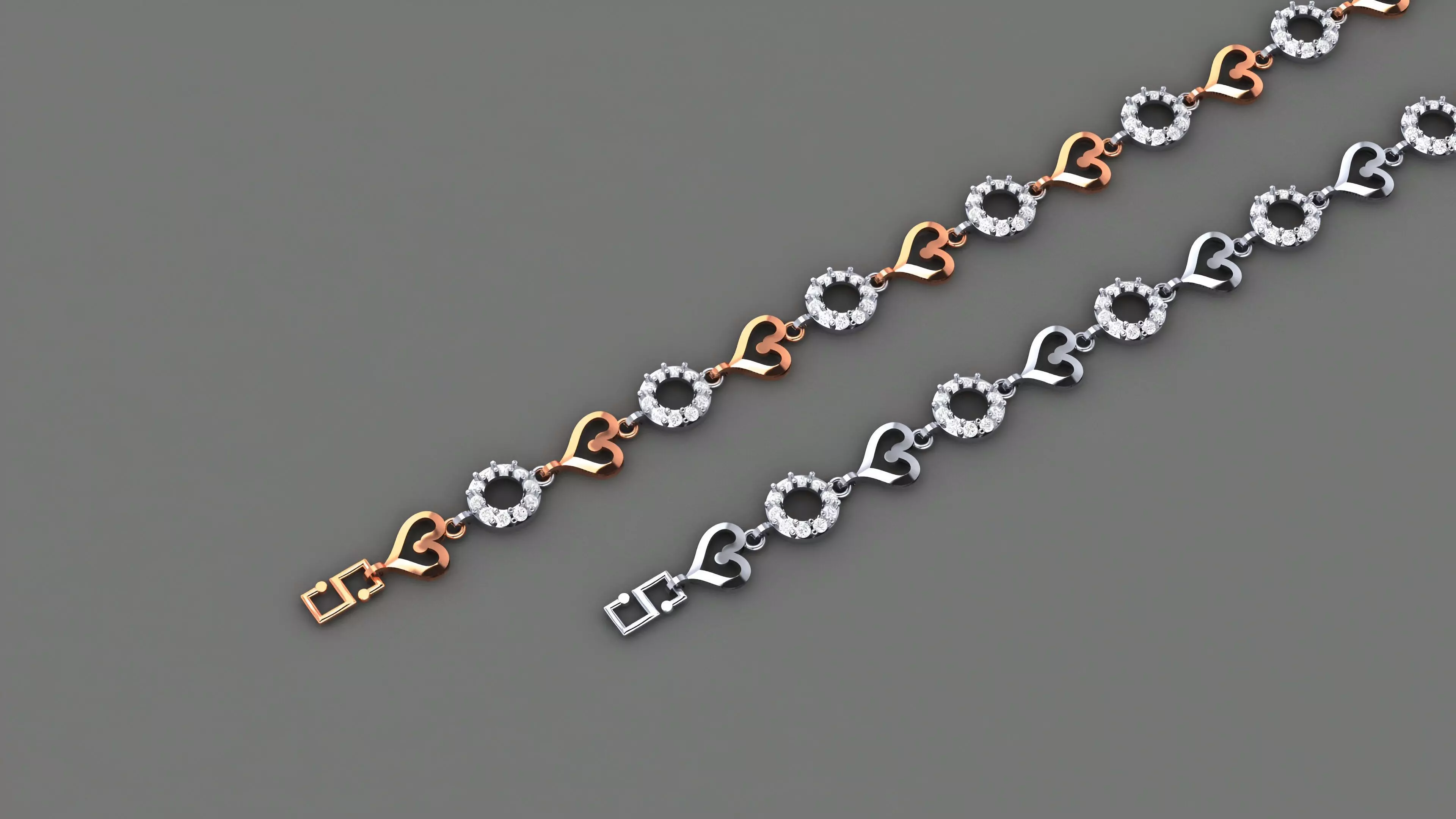 Heart Love Valentine Light Diamond Bracelet 3dm stl renders 3D print model_0