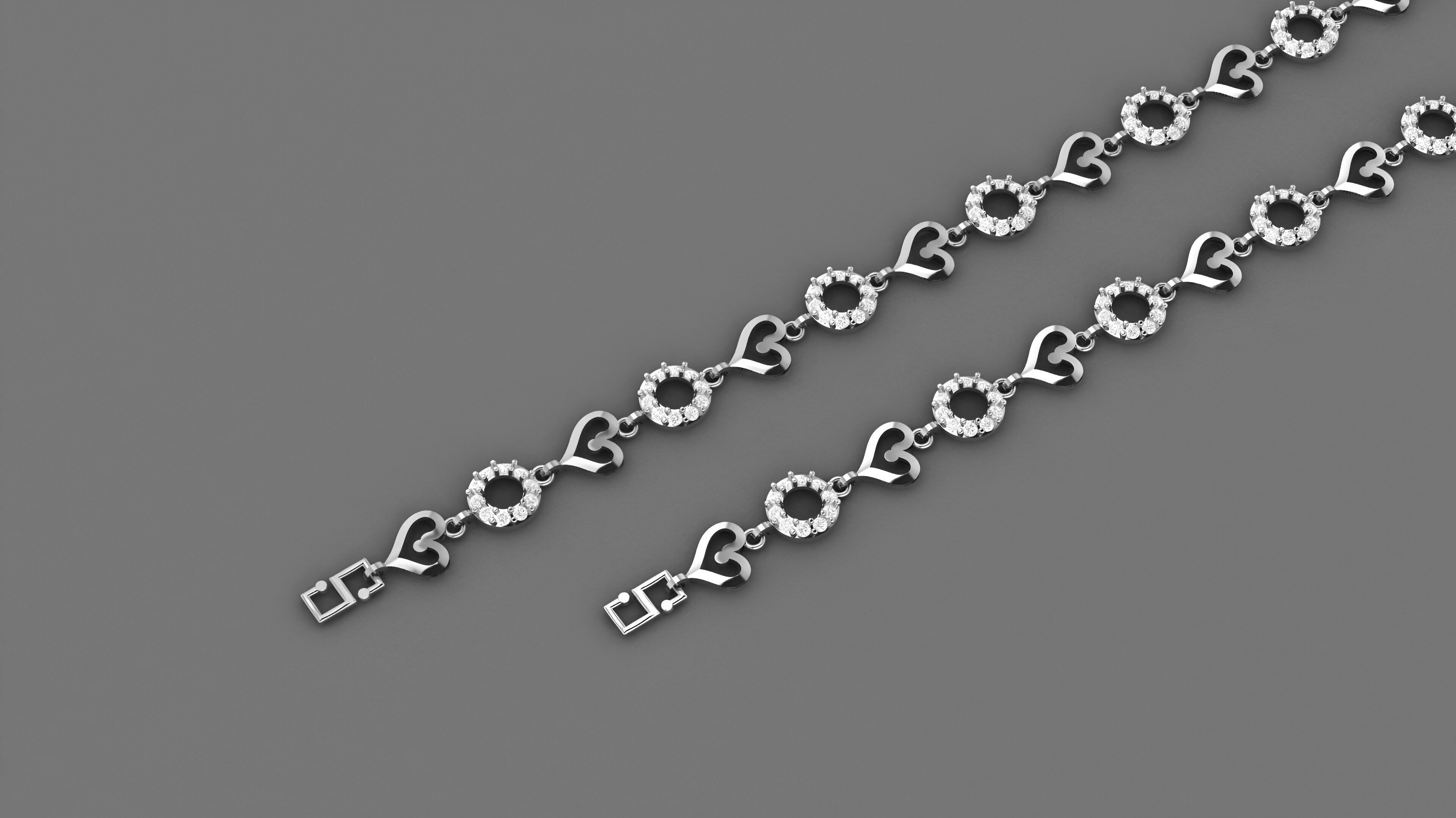 Heart Love Valentine Light Diamond Bracelet 3dm stl renders 3D print model_2