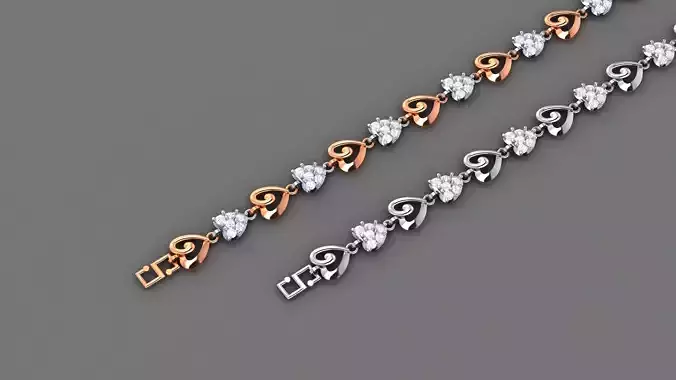 Heart Love Valentine Light Diamond Bracelet 3dm stl renders