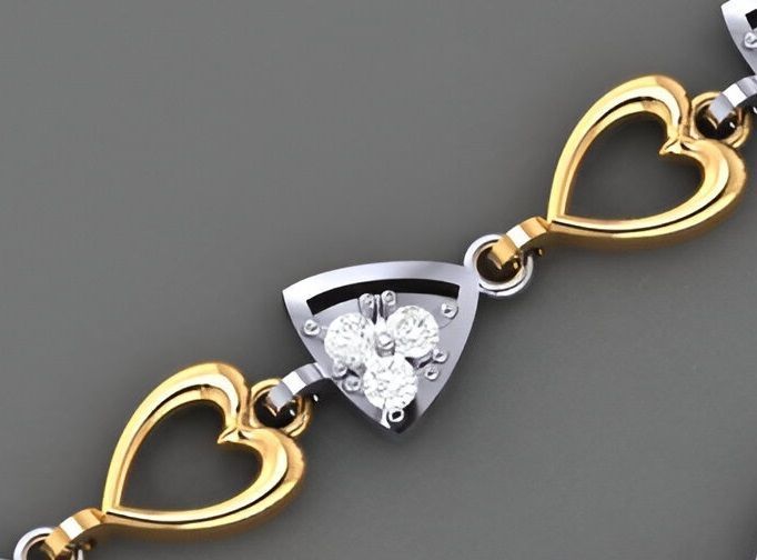 Heart Love Valentine Light Diamond Bracelet 3dm stl renders 3D print model_4
