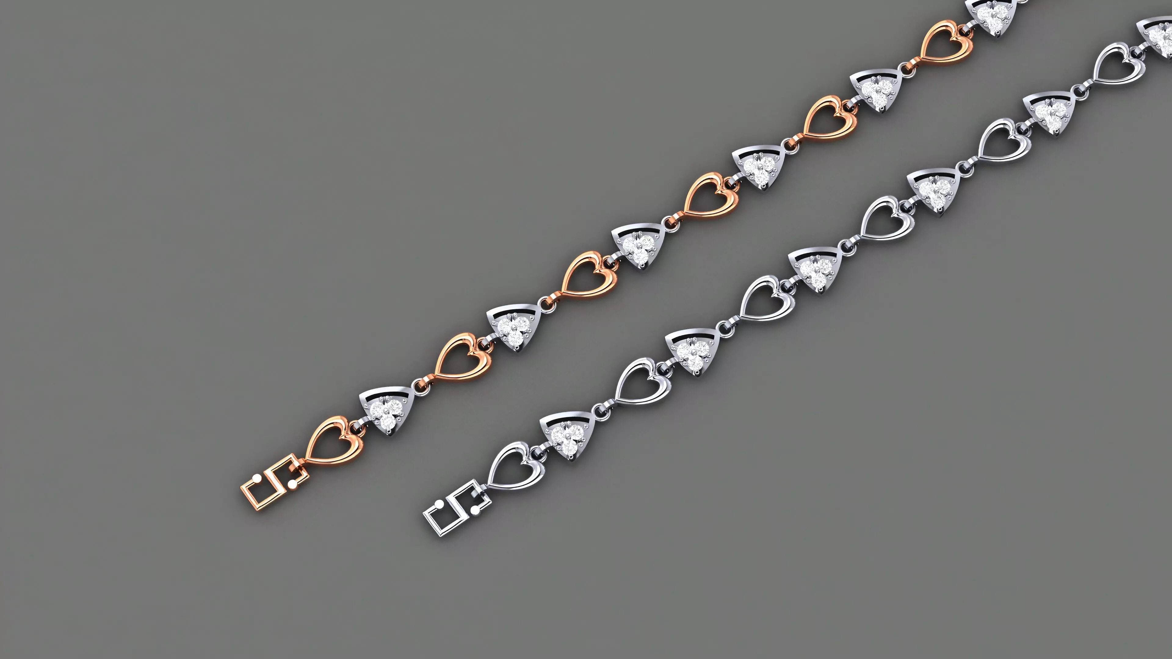 Heart Love Valentine Light Diamond Bracelet 3dm stl renders 3D print model_0