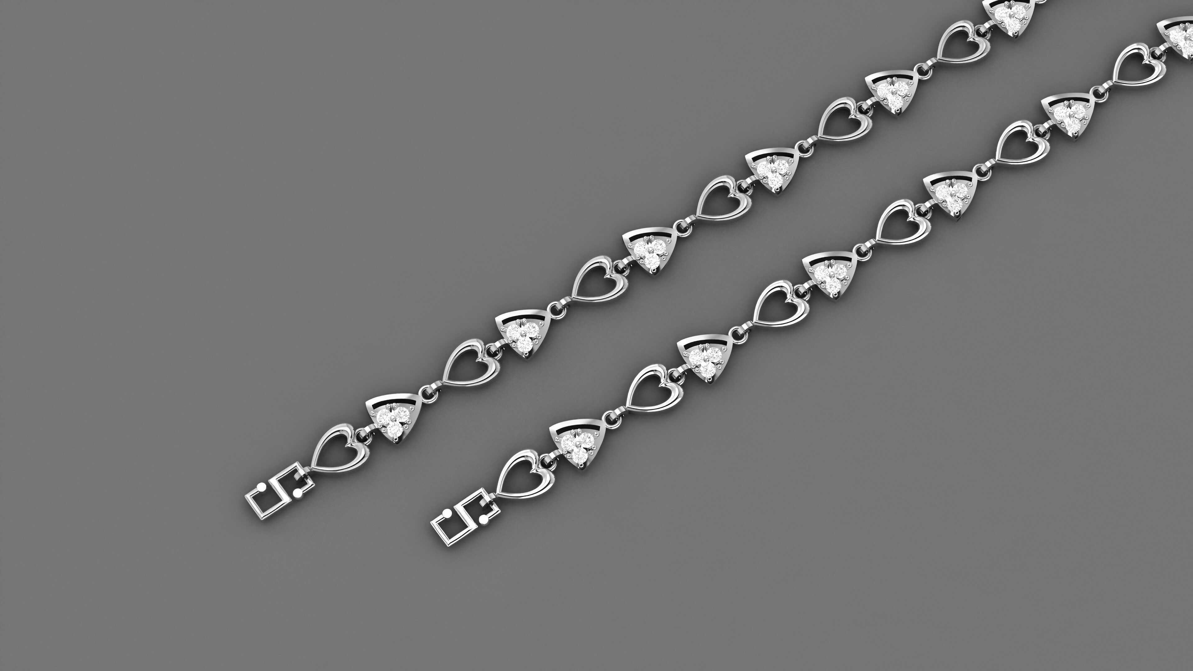 Heart Love Valentine Light Diamond Bracelet 3dm stl renders 3D print model_2