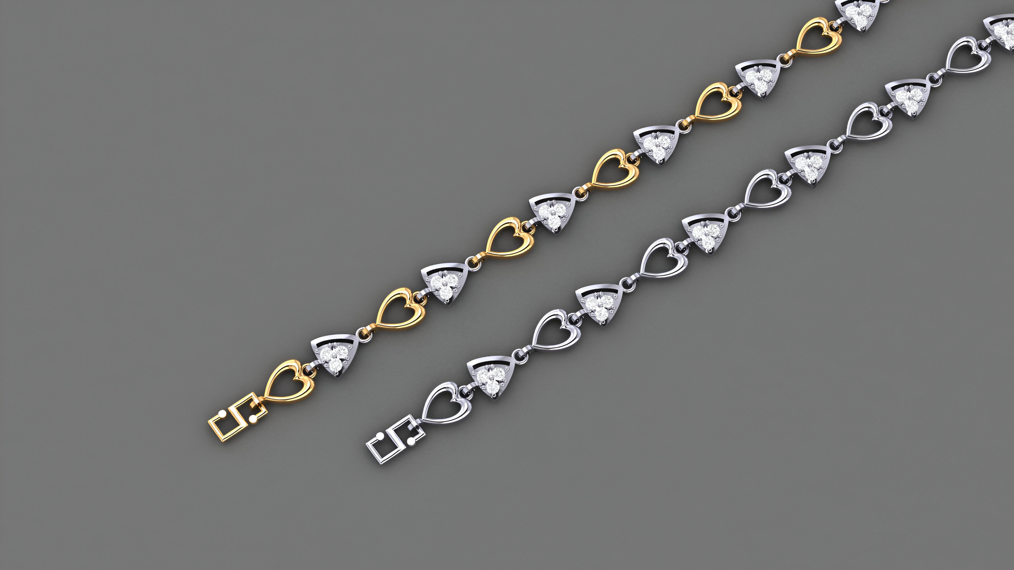 Heart Love Valentine Light Diamond Bracelet 3dm stl renders 3D print model_1