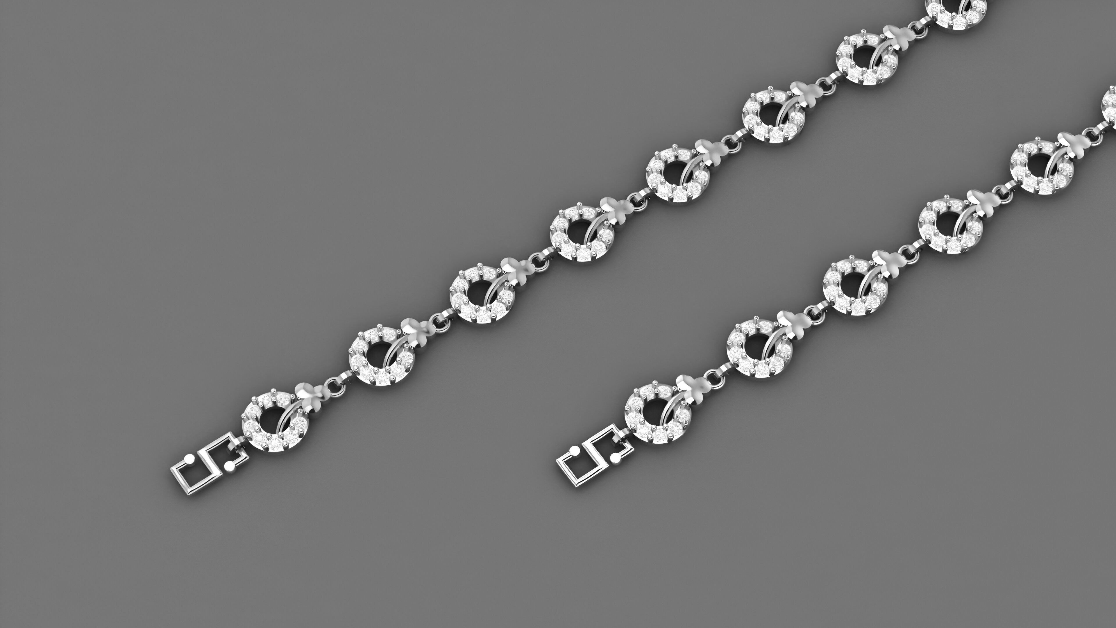 Blooming Flower On Vines Light Diamond Bracelet 3dm stl 3D print model_2