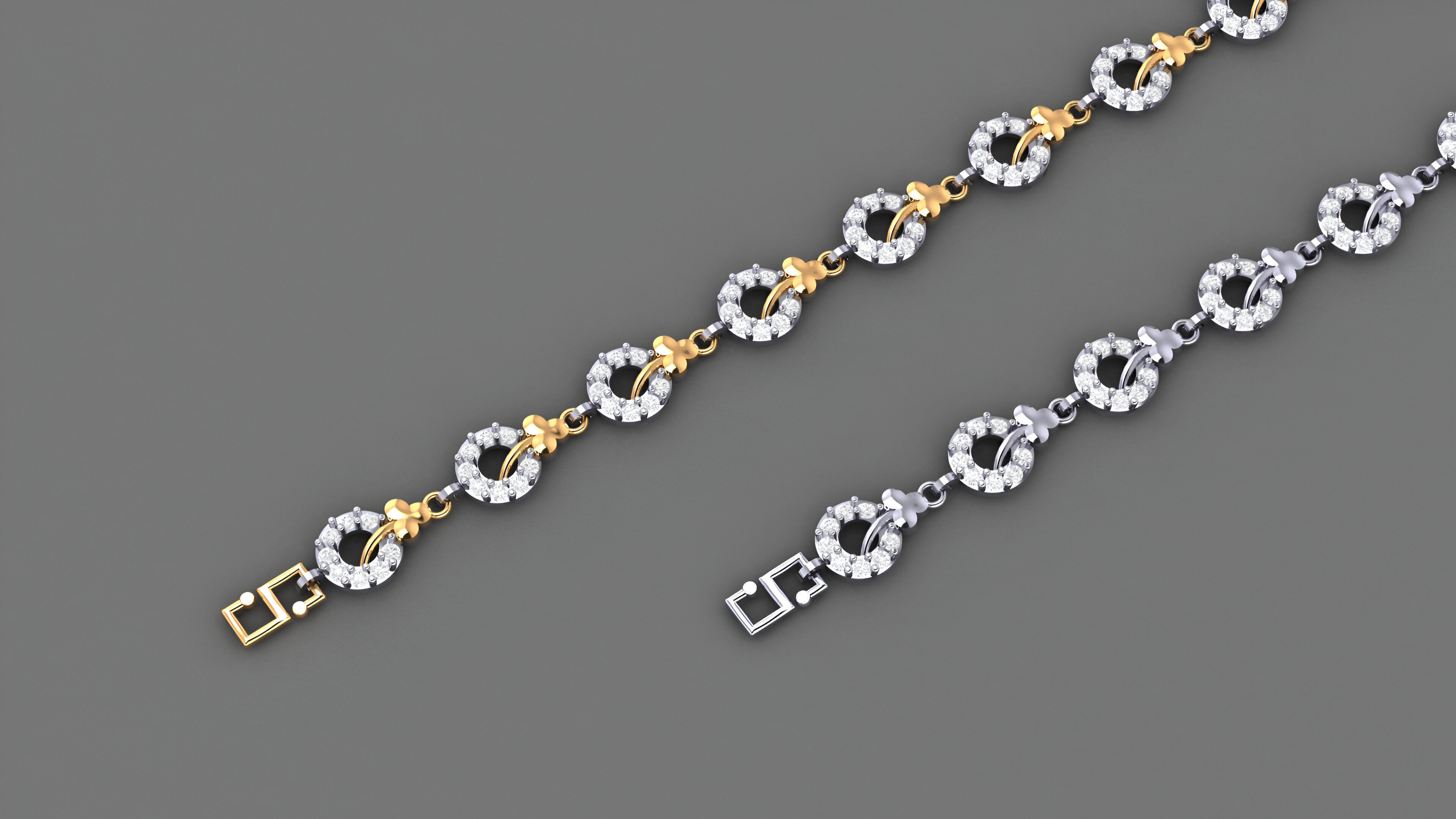 Blooming Flower On Vines Light Diamond Bracelet 3dm stl 3D print model_1