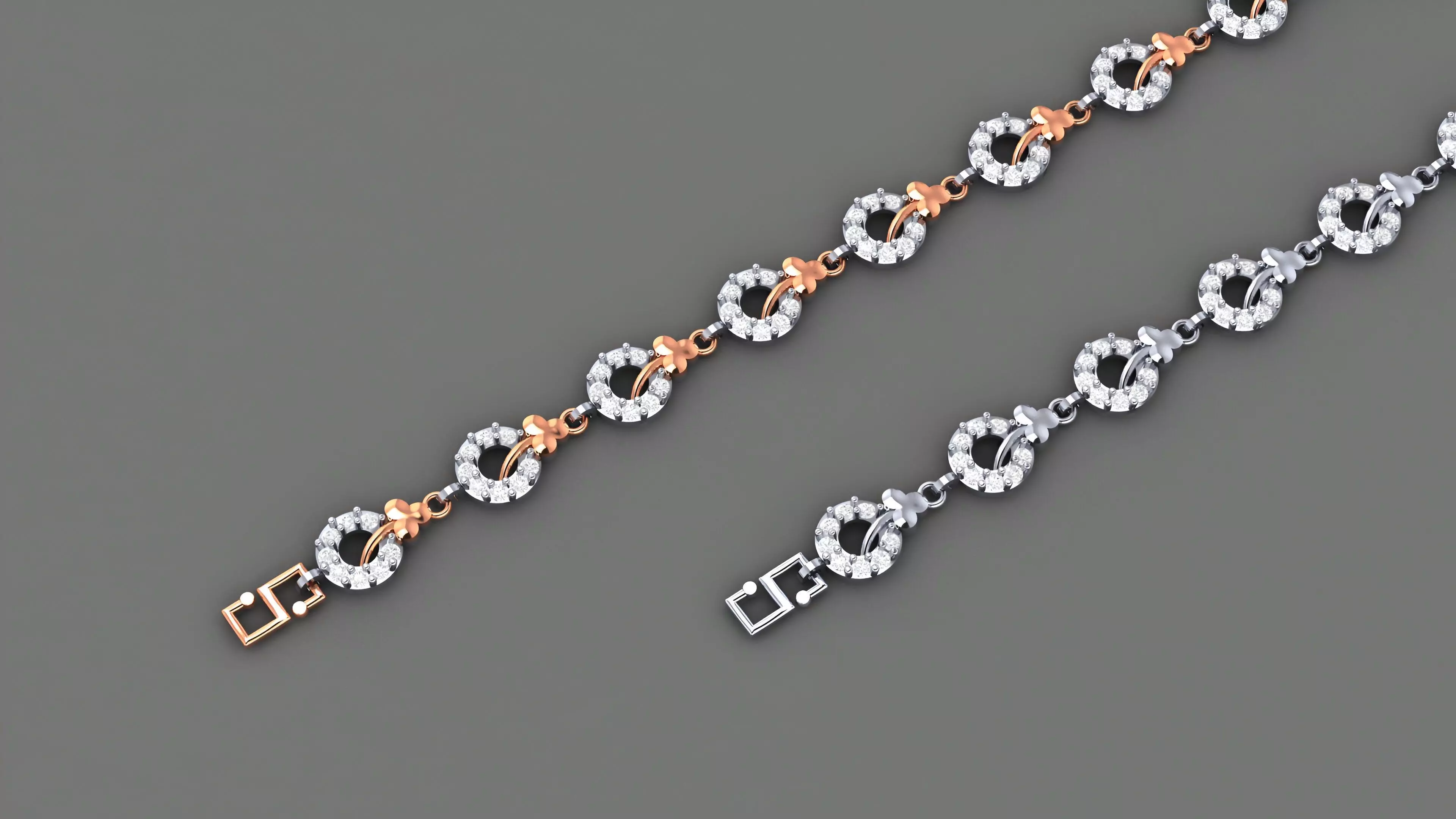 Blooming Flower On Vines Light Diamond Bracelet 3dm stl 3D print model_0