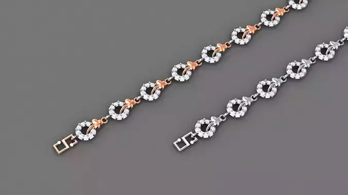 Blooming Flower On Vines Light Diamond Bracelet 3dm stl 3D print model