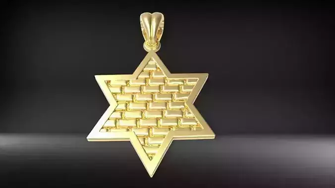 Dainty Star of David Kotel Pendant Charm Western Wall Jewelry