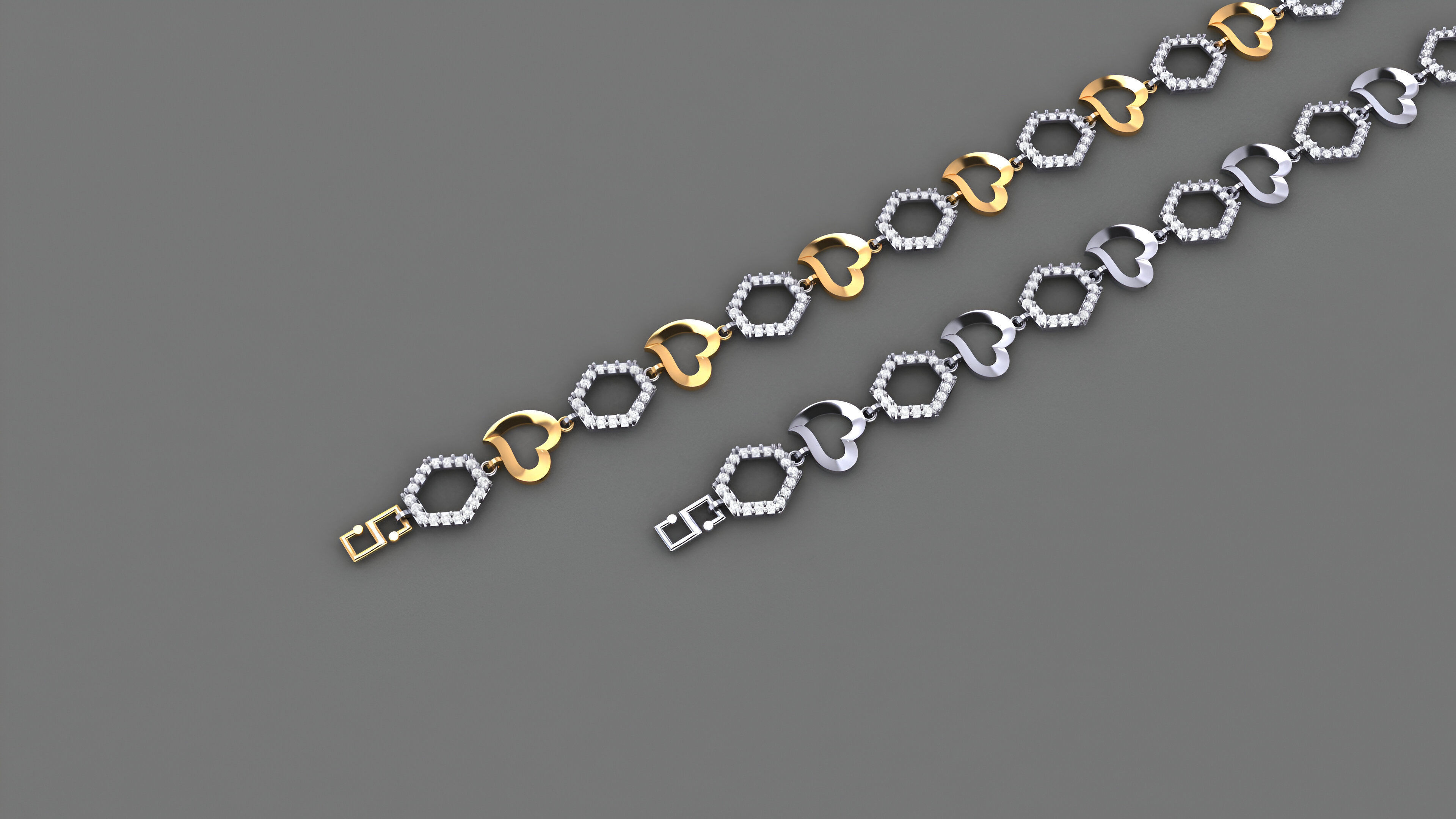 Heart Love Valentine Light Diamond Bracelet 3dm stl renders 3D print model_1