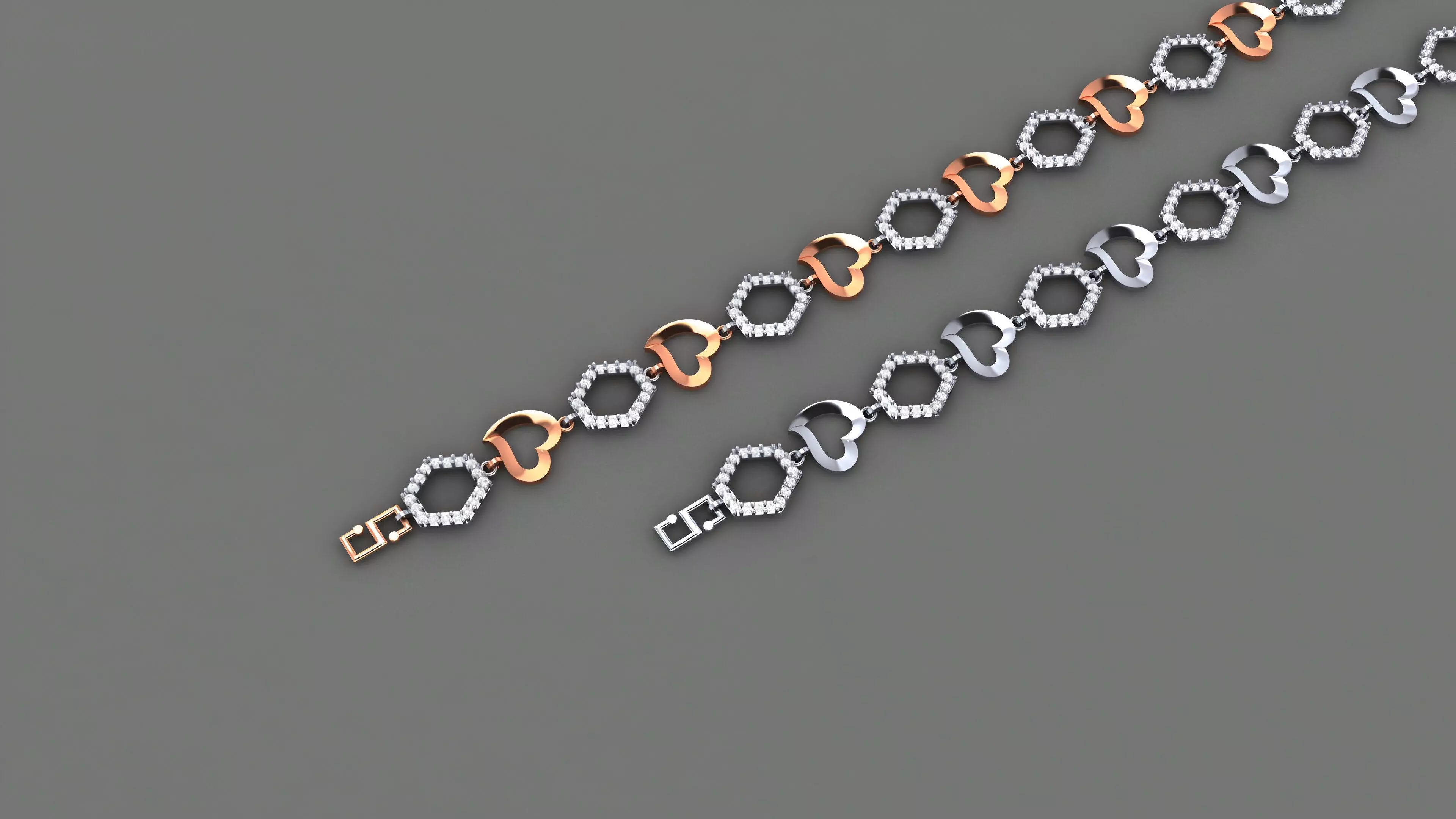 Heart Love Valentine Light Diamond Bracelet 3dm stl renders 3D print model_0