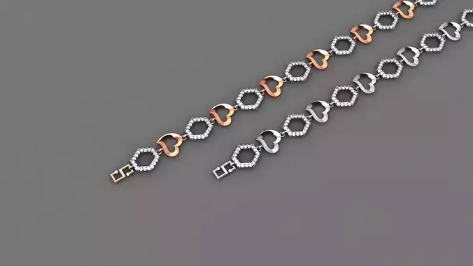 Heart Love Valentine Light Diamond Bracelet 3dm stl renders 3D print model