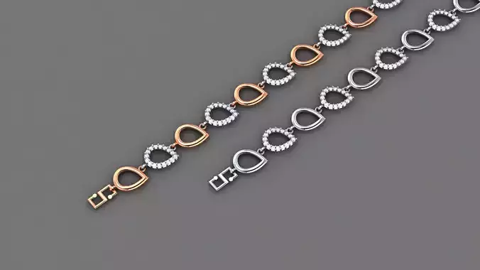 Pear Leaves Light Diamond Bracelet 3dm stl renders details