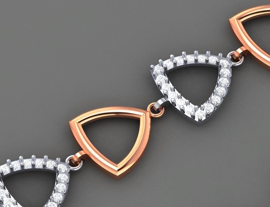Triangular Light Diamond Bracelet 3dm stl renders details 3D print model_7