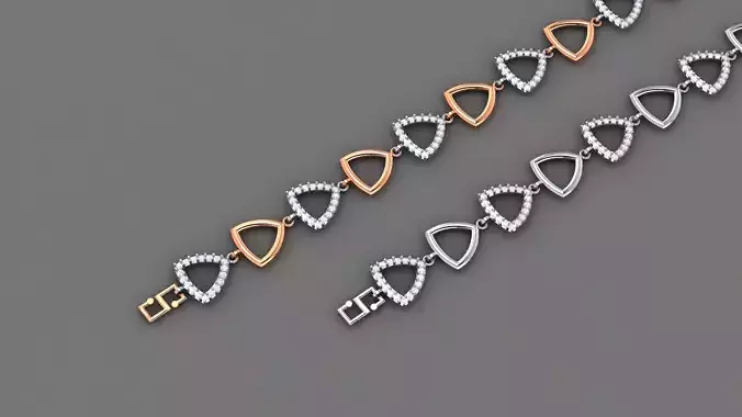 Triangular Light Diamond Bracelet 3dm stl renders details