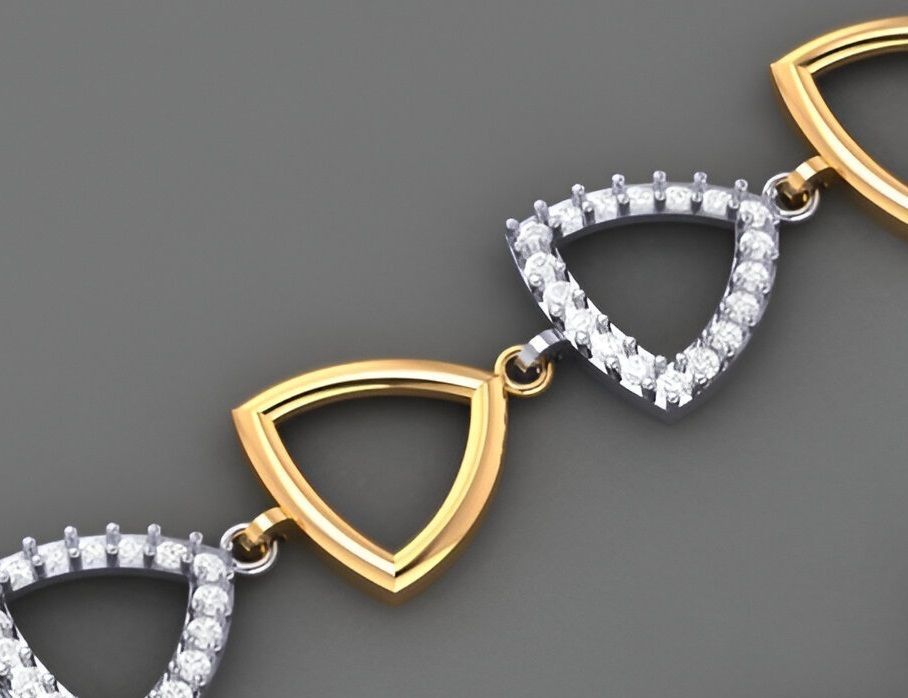 Triangular Light Diamond Bracelet 3dm stl renders details 3D print model_4