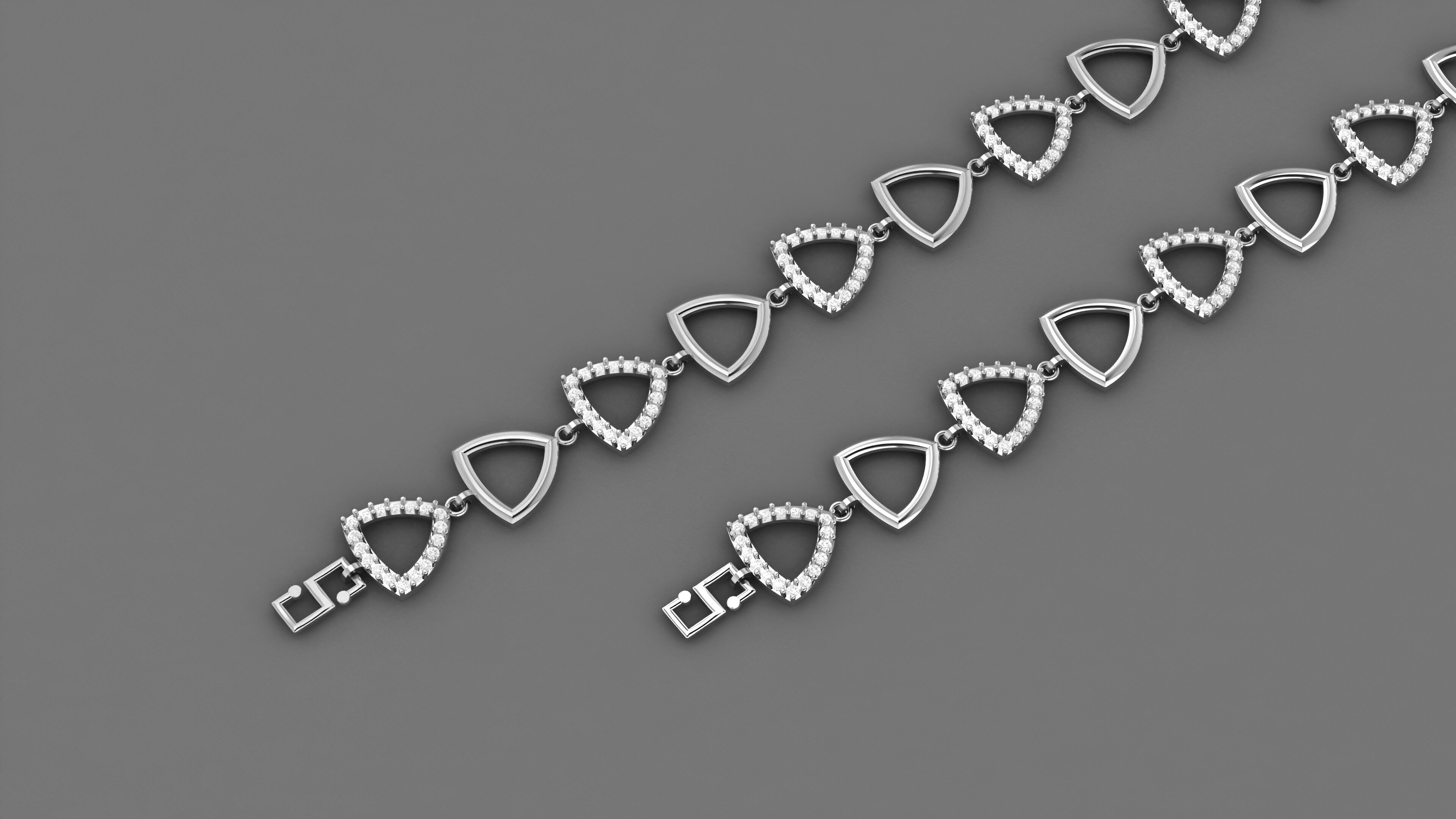 Triangular Light Diamond Bracelet 3dm stl renders details 3D print model_2