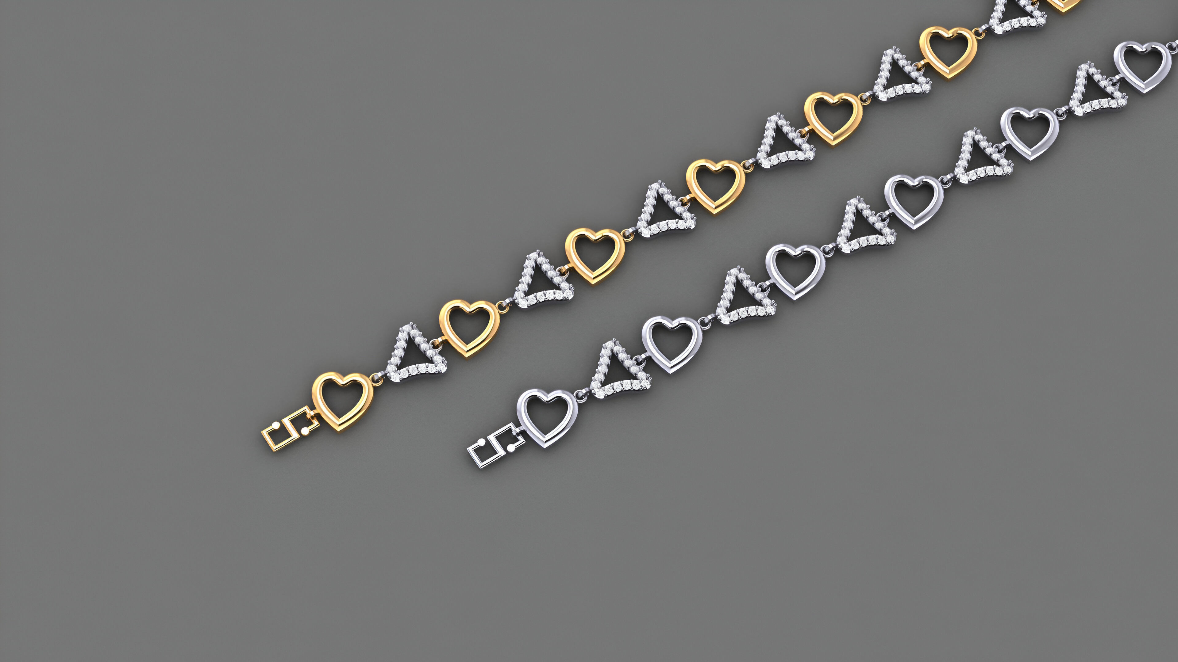 Heart Love Valentine Light Diamond Bracelet 3dm stl renders 3D print model_1
