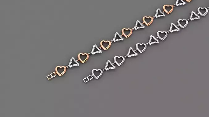 Heart Love Valentine Light Diamond Bracelet 3dm stl renders 3D print model