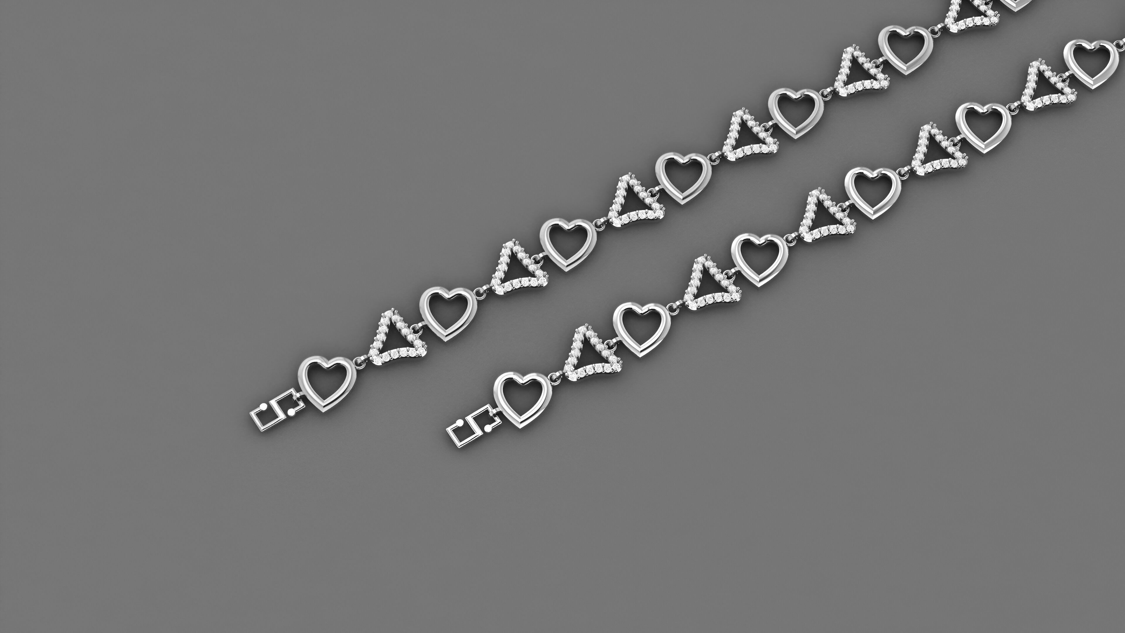 Heart Love Valentine Light Diamond Bracelet 3dm stl renders 3D print model_2